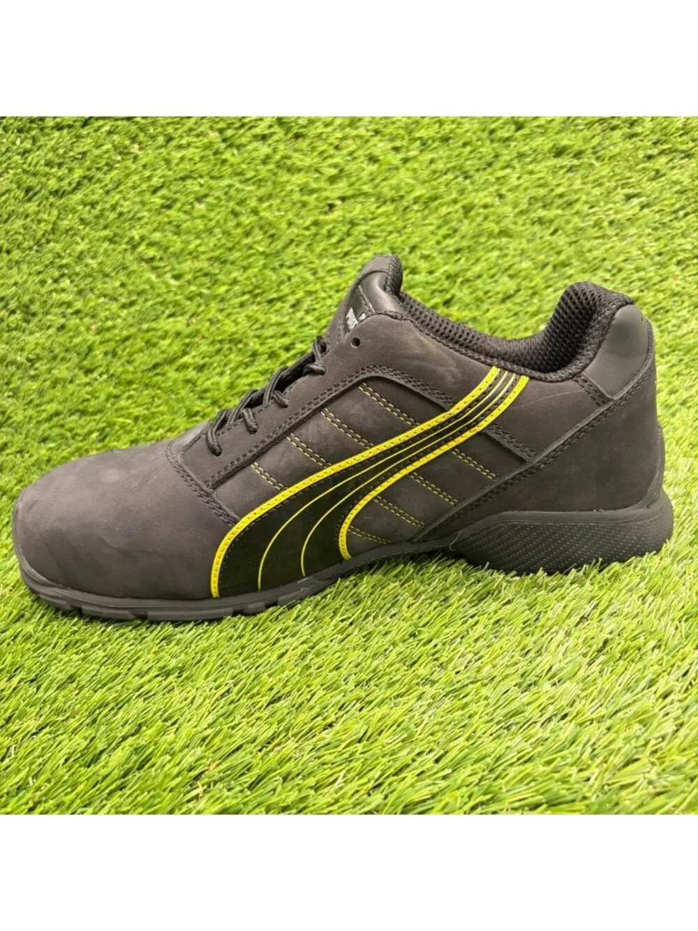 Puma Amsterdam Low Mens Size 11 Black Yellow Aluminum Toe Safety Work Shoes